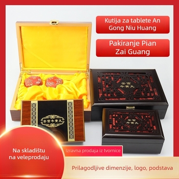 Drvena kutija za nakit Angong, rezbaren fiberboard, unutarnja podstava po izboru, težina 0,32 kg