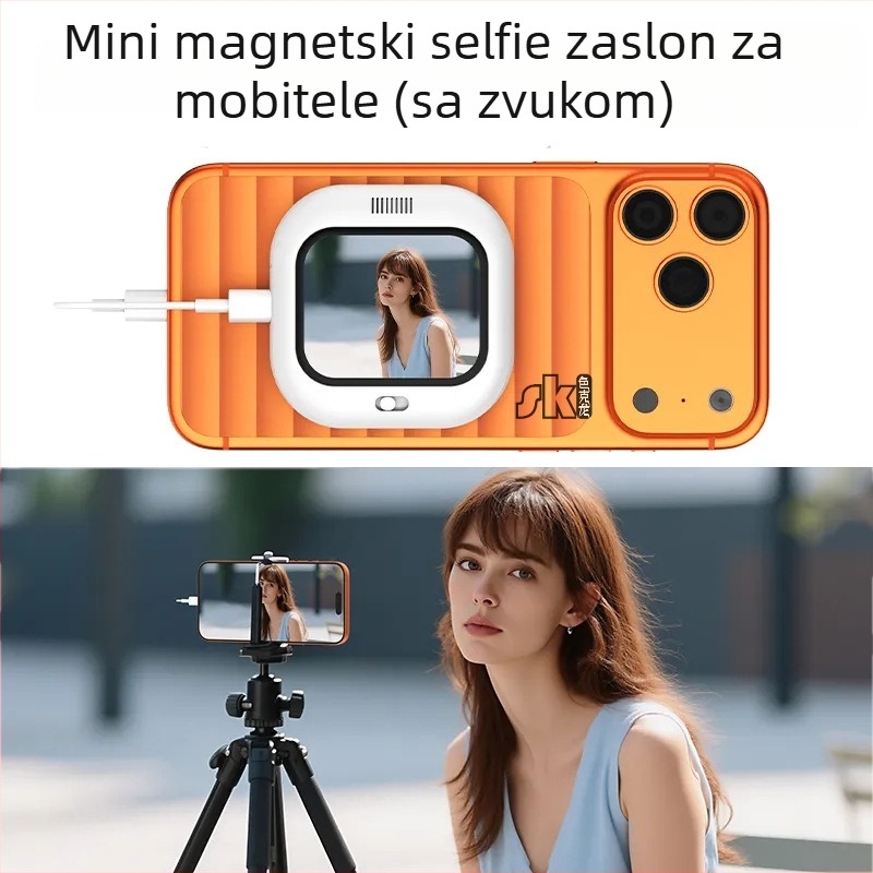 Mini magnetski zaslon za selfie za mobitel s audio projekcijom i zrcalom zaslona, daljinski upravljač za selfie X3