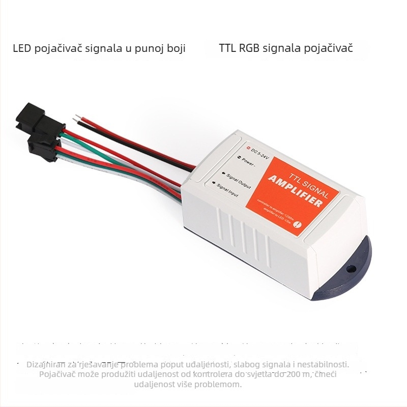 512 signalni pojačivač DMX512/TTL za LED rasvjetu pune boje, žično sučelje, DC5-24V, podržava nizove svjetala, module i magične LED trake