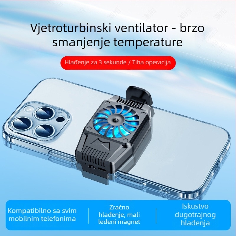 H15 rashladnik za mobitel s zračnim hlađenjem i baterijom, tri brzine, brzo hlađenje, kompatibilno s mobitelom s dodirnim zaslonom