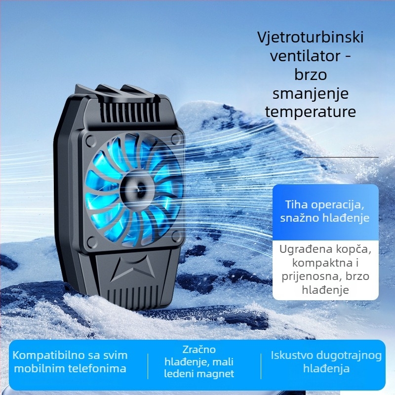 H15 rashladnik za mobitel s zračnim hlađenjem i baterijom, tri brzine, brzo hlađenje, kompatibilno s mobitelom s dodirnim zaslonom
