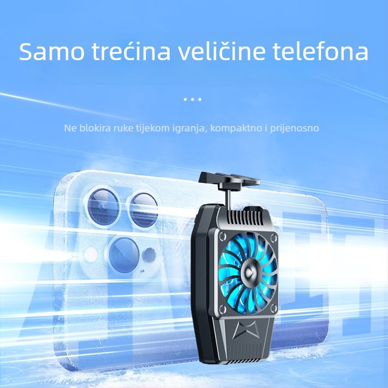H15 rashladnik za mobitel s zračnim hlađenjem i baterijom, tri brzine, brzo hlađenje, kompatibilno s mobitelom s dodirnim zaslonom