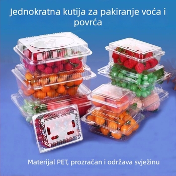 Jednokratna kutija za voće i povrće s poklopcem, PE plastika, pravokutnog oblika, prilagodljiva obrada i ispis logotipa