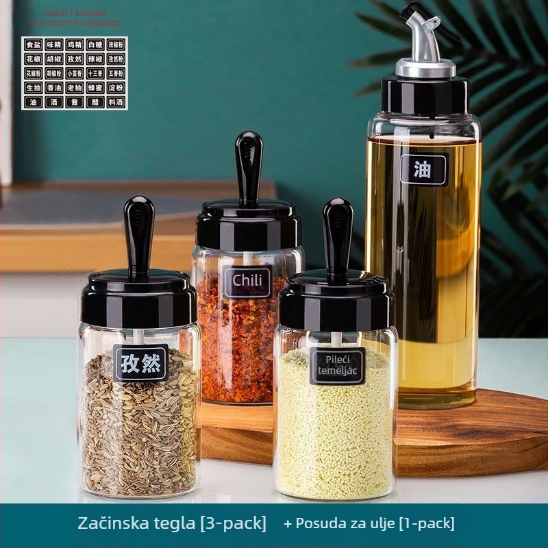 Posuda za ulje od visok borosilikatnog stakla, vodonepropusna, s automatskim otvaranjem i zatvaranjem, otporna na visoke temperature, pogodna za ulje, ocat i začine