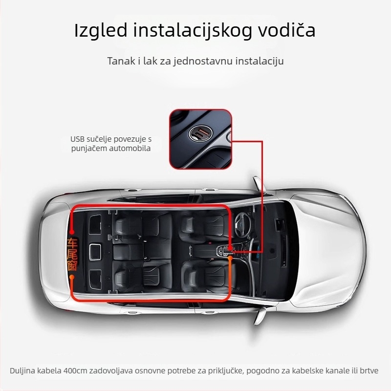 Devil's Eye LED zaslon dekorativna svjetlost za automobil, akril XS1, USB napajanje 5V 1W, montaža ljepilom na prednje i stražnje staklo