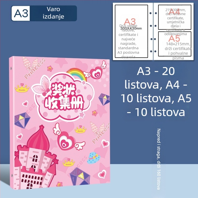 Plastična knjiga za certifikate, s 3 rupama, marka youka, model 0526, 40 stranica
