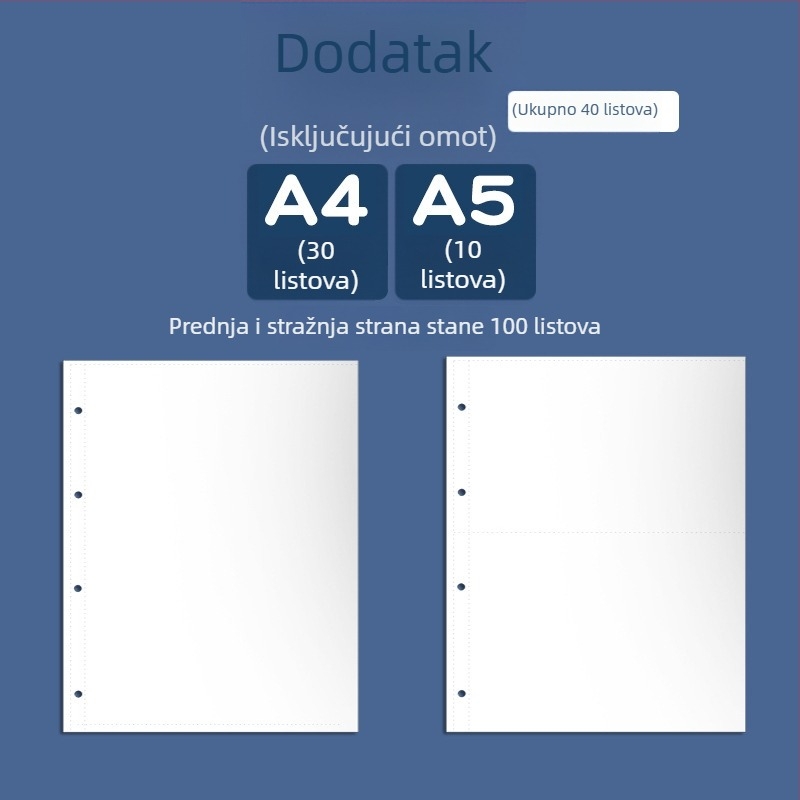 Plastična knjiga za certifikate, s 3 rupama, marka youka, model 0526, 40 stranica