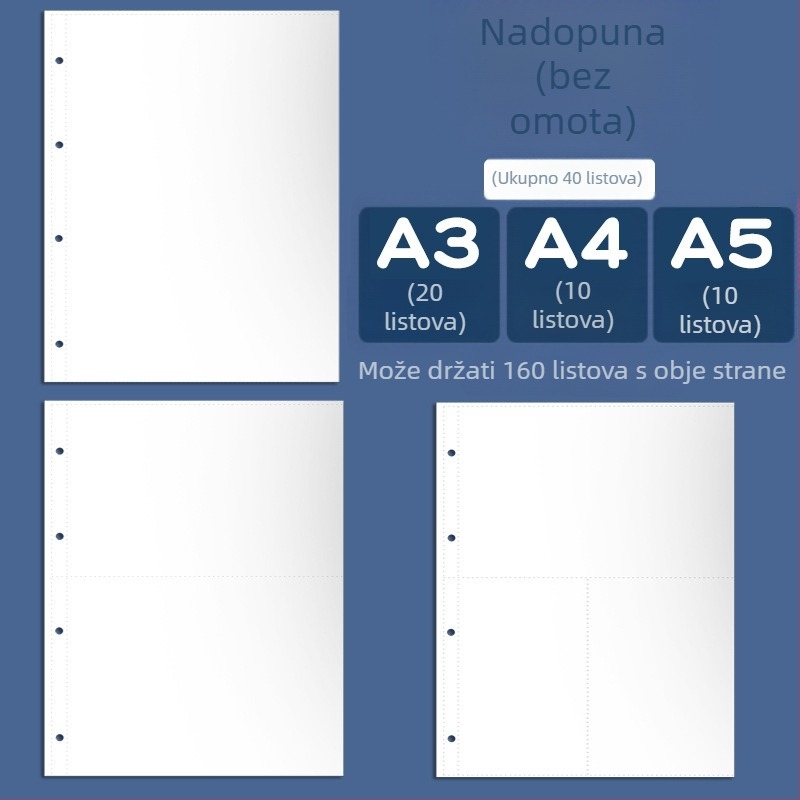 Plastična knjiga za certifikate, s 3 rupama, marka youka, model 0526, 40 stranica