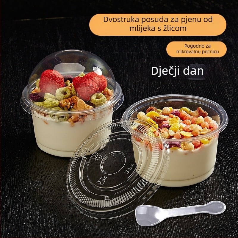 Emperor čaše za puding – jednokratne čaše za desert s poklopcem, kapacitet 201–300 ml, pogodne za puding, žele, jogurt, sladoled, mousse