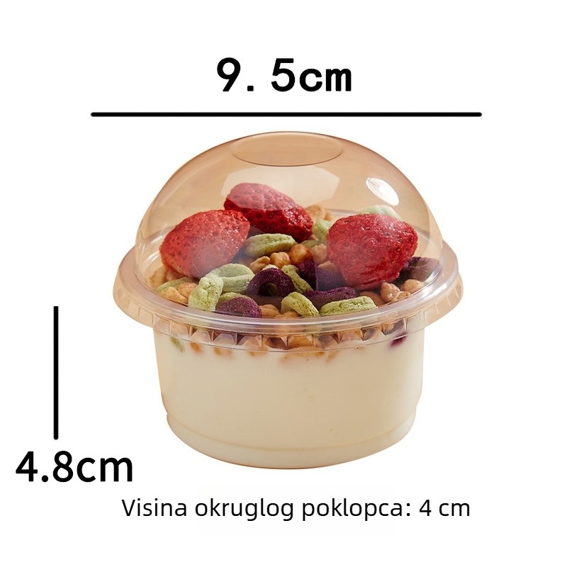 Emperor čaše za puding – jednokratne čaše za desert s poklopcem, kapacitet 201–300 ml, pogodne za puding, žele, jogurt, sladoled, mousse