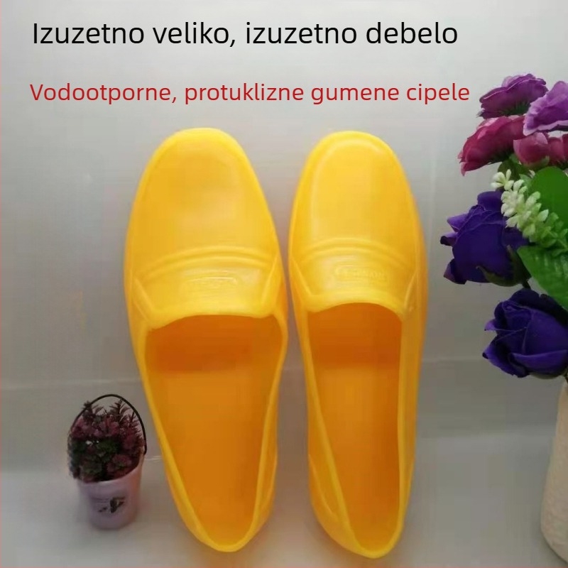Gumene čizme za kišu velikog formata za gradilište i kuhinju, muške sigurnosne radne cipele, vodootporne i otporne na habanje, niskog profila