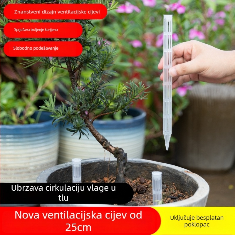 Cijev za prozračivanje tla za posude – plastika, sprječava truljenje korijena, Qinju marka, model 4417