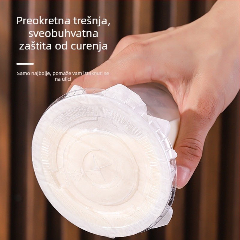 Jednokratna plastična čaša za mliječni čaj, eliptičnog oblika, kapaciteta 401–500 ml, nerazgradiva, nije pogodno za mikrovalnu