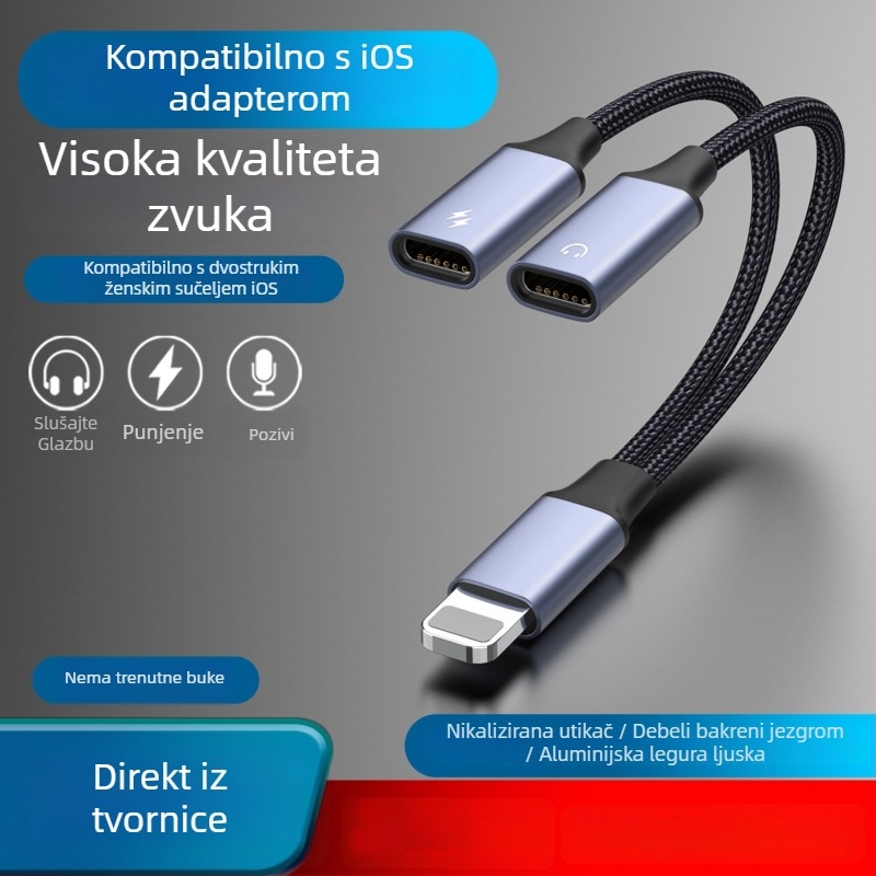 EVAN TY03 Type-C na 3,5 mm slušni adapter – 2-u-1 audio i punjački kabel za Apple i Huawei uređaje