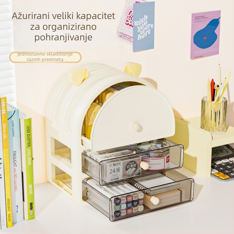 PP kutija za uredske potrepštine, model 181, s pregradama, stohirajuća, s izvlačnim otvorom