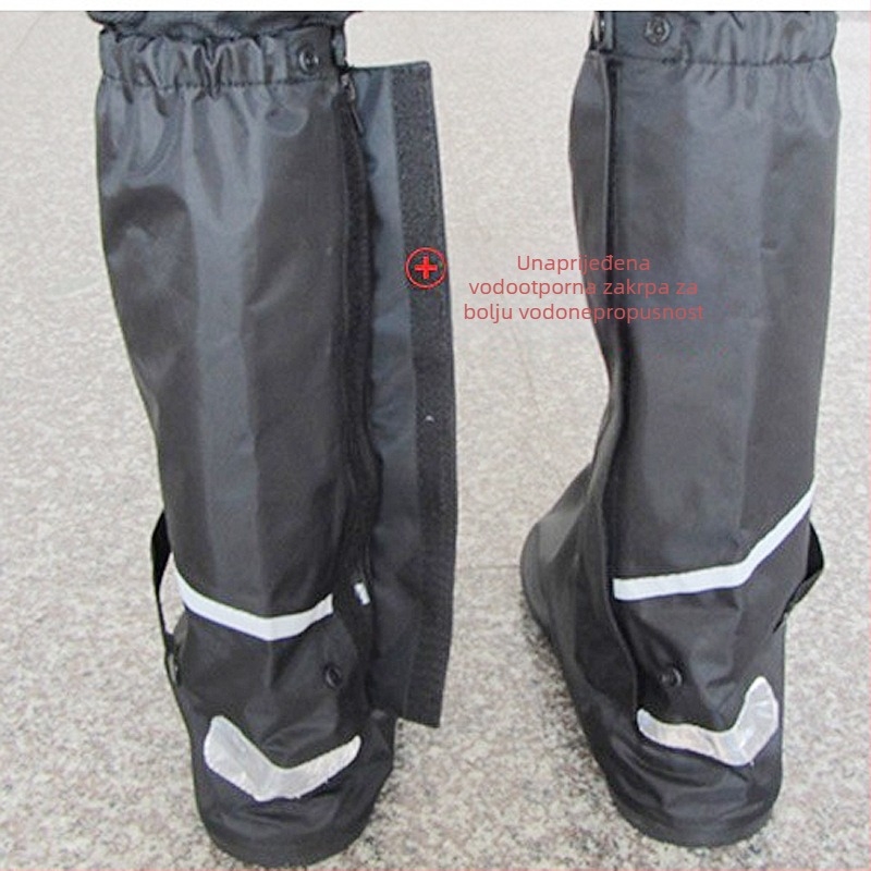 Navlake za kišnu obuću za motocikle, s debelim potplatom, visokim krojem, vodootporne i otporne na habanje, zatvaranje zipom i Velcroom