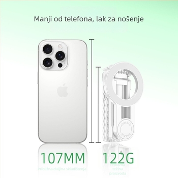 Bluetooth selfie štapić s LED rasvjetom, model SF03A-MINI, plastični, univerzalna namjena