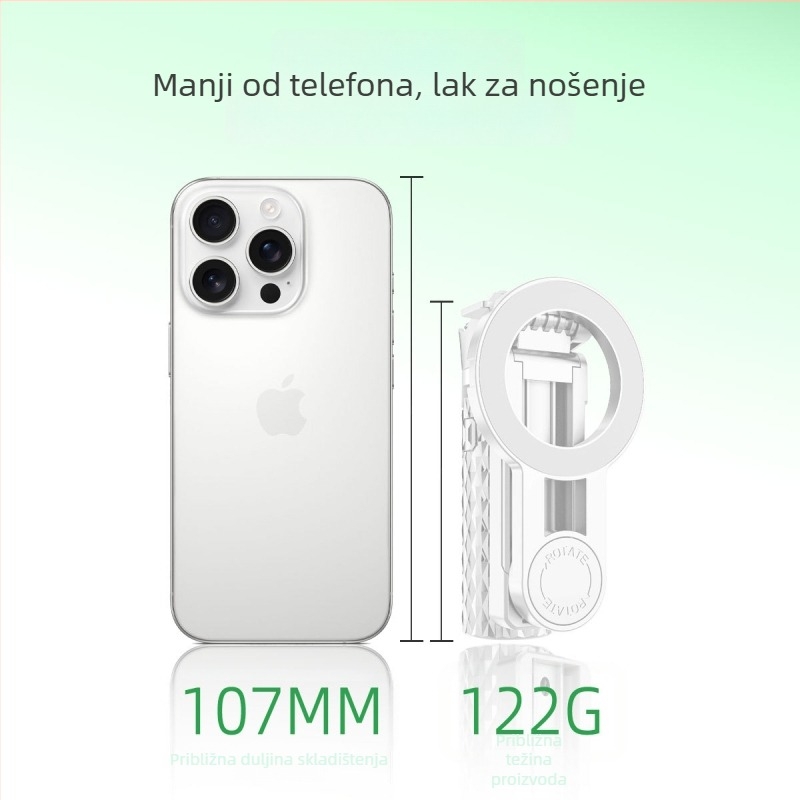 Bluetooth selfie štapić s LED rasvjetom, model SF03A-MINI, plastični, univerzalna namjena