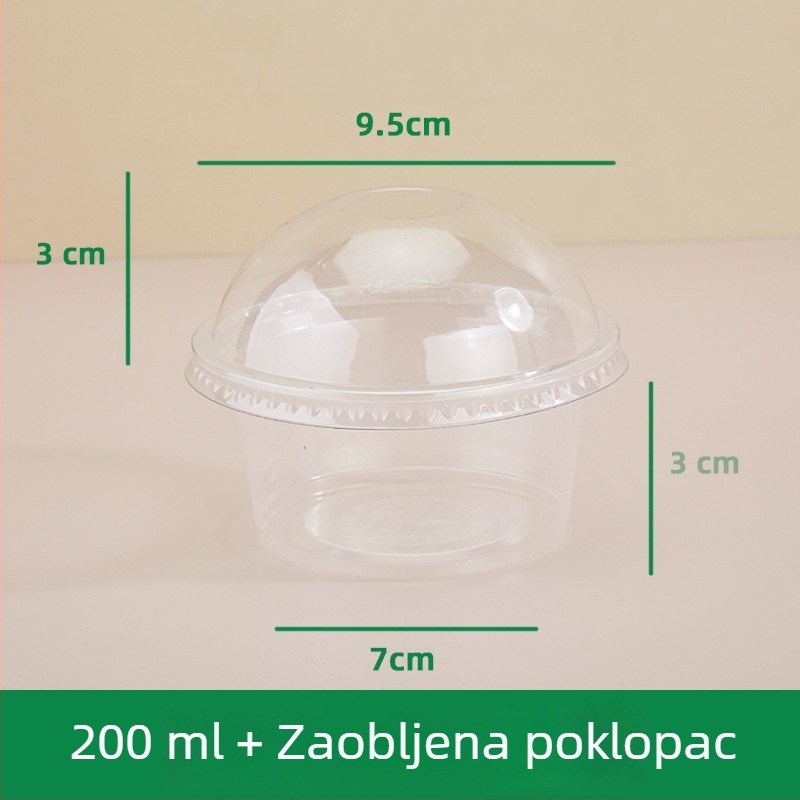 Dvostruki sloj čaše za puding s unutarnjom postoljem, jednokratna plastična čaša za jogurt, zobene pahuljice, kolač i mliječni čaj — kružnog oblika, zapremina 201–300 ml, PP plastika, mikrovalna sigurna