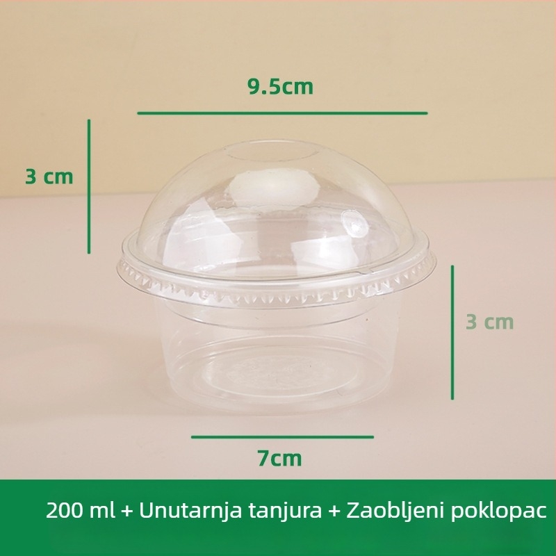 Dvostruki sloj čaše za puding s unutarnjom postoljem, jednokratna plastična čaša za jogurt, zobene pahuljice, kolač i mliječni čaj — kružnog oblika, zapremina 201–300 ml, PP plastika, mikrovalna sigurna