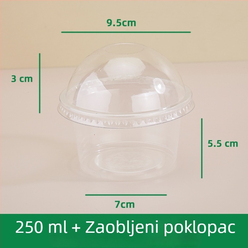 Dvostruki sloj čaše za puding s unutarnjom postoljem, jednokratna plastična čaša za jogurt, zobene pahuljice, kolač i mliječni čaj — kružnog oblika, zapremina 201–300 ml, PP plastika, mikrovalna sigurna