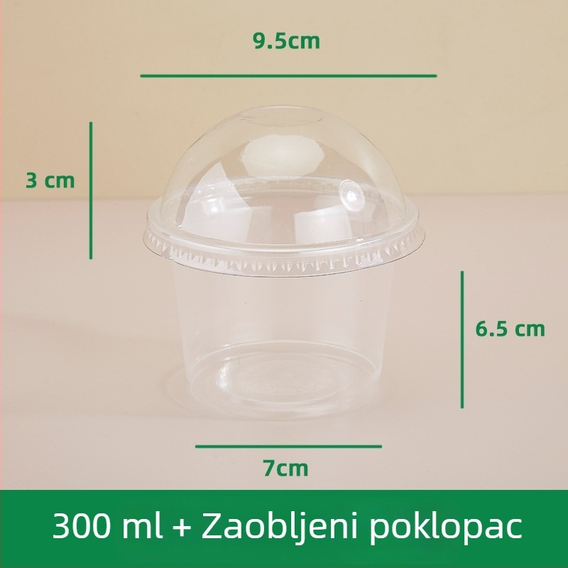 Dvostruki sloj čaše za puding s unutarnjom postoljem, jednokratna plastična čaša za jogurt, zobene pahuljice, kolač i mliječni čaj — kružnog oblika, zapremina 201–300 ml, PP plastika, mikrovalna sigurna