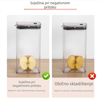 Prozirna plastična posuda s vakuumskim zatvaranjem, 1–2 L, kvadratnog oblika, za orašaste plodove, kavu i žitarice