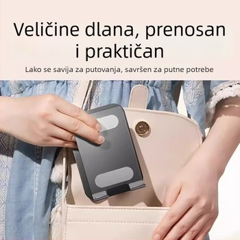 Stalak za telefon na stolu, potpuno metalni, 360° okret, sklopiv, univerzalan, protiv vibracija