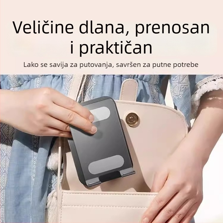 Stalak za telefon na stolu, potpuno metalni, 360° okret, sklopiv, univerzalan, protiv vibracija
