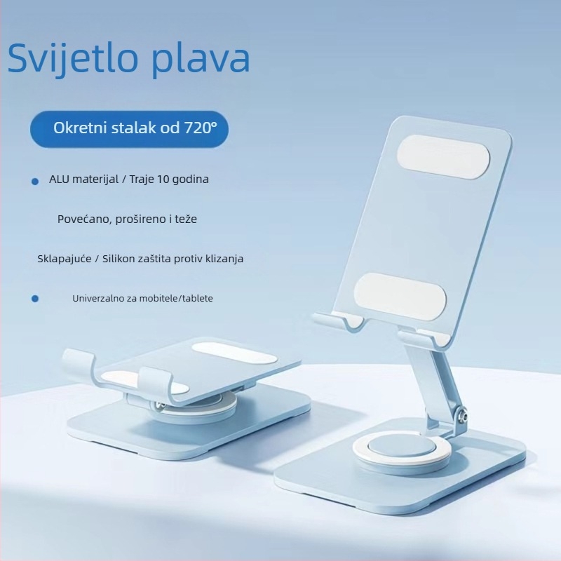 Stalak za telefon na stolu, potpuno metalni, 360° okret, sklopiv, univerzalan, protiv vibracija