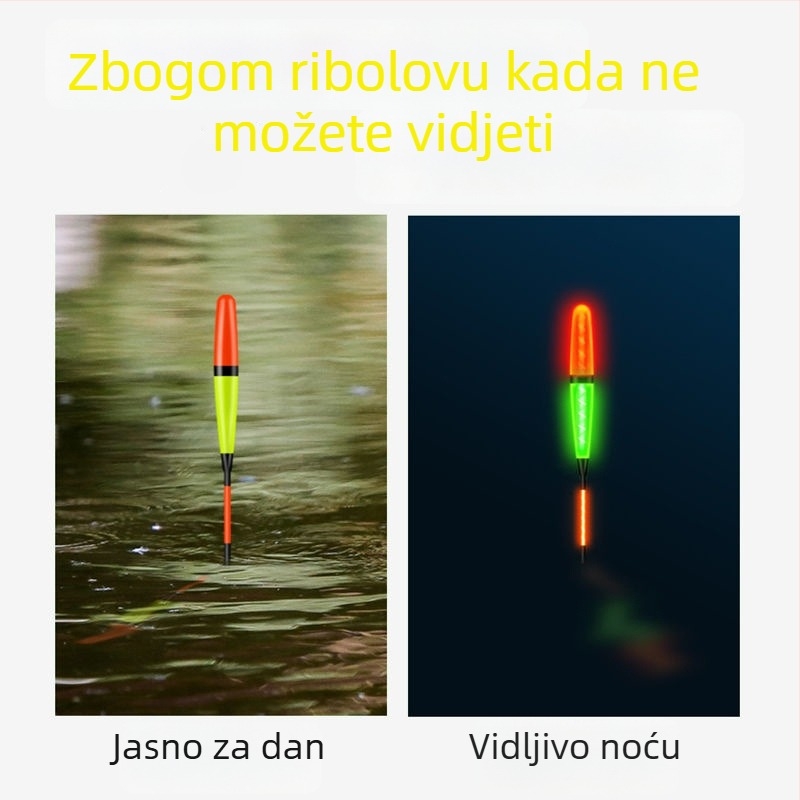 Vertikalni pluta za ribolov s visokom osjetljivošću gravitacije, svjetleća danju i noću, plovak s indikatorom zabašura koji mijenja boju, debeli i uočljivi elektronički plovak