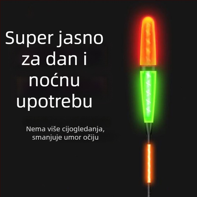 Vertikalni pluta za ribolov s visokom osjetljivošću gravitacije, svjetleća danju i noću, plovak s indikatorom zabašura koji mijenja boju, debeli i uočljivi elektronički plovak