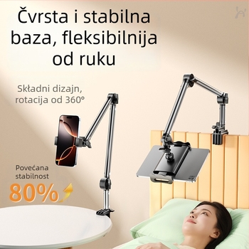 Univerzalni držač za telefon i tablet za stolnu ploču i noćni ormarić, sklopiv i okretan, od legure
