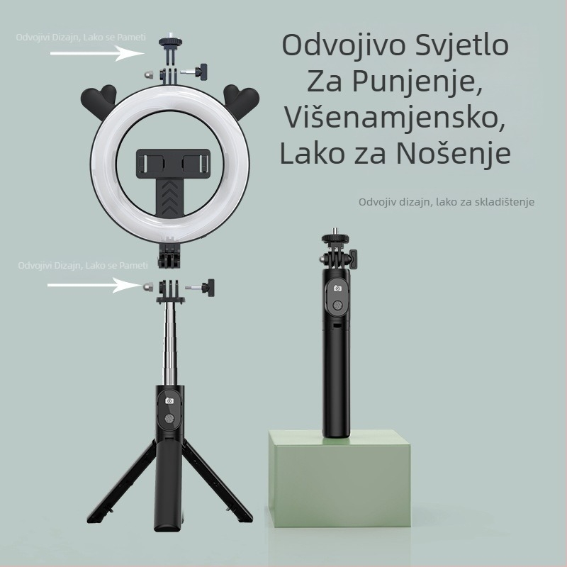 P20D LED ring light s Bluetooth selfie štapom – univerzalni stativ, nehrđajući čelik, licencirana privatna oznaka, podrška prilagodbi