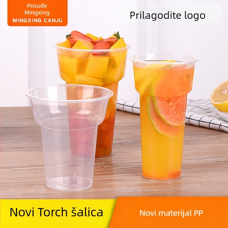 Mingxing jednokratna PP čaša za mliječni čaj s tiskom logotipa, mogućnost prilagodbe, kapacitet 301–400 ml