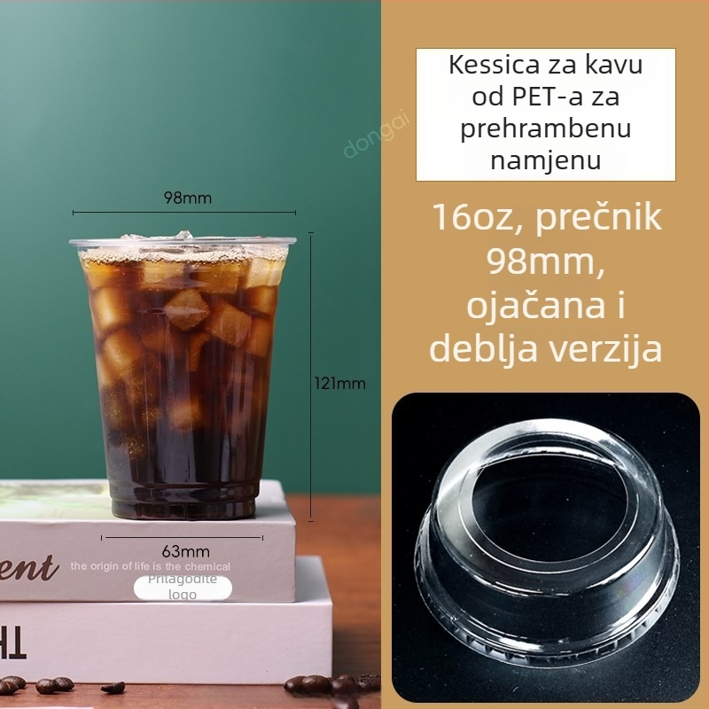 Plastični ovalni poklop s velikom otvorom od 98mm za čaše 501-600 ml – za milk tea, sladoled i hladna pića