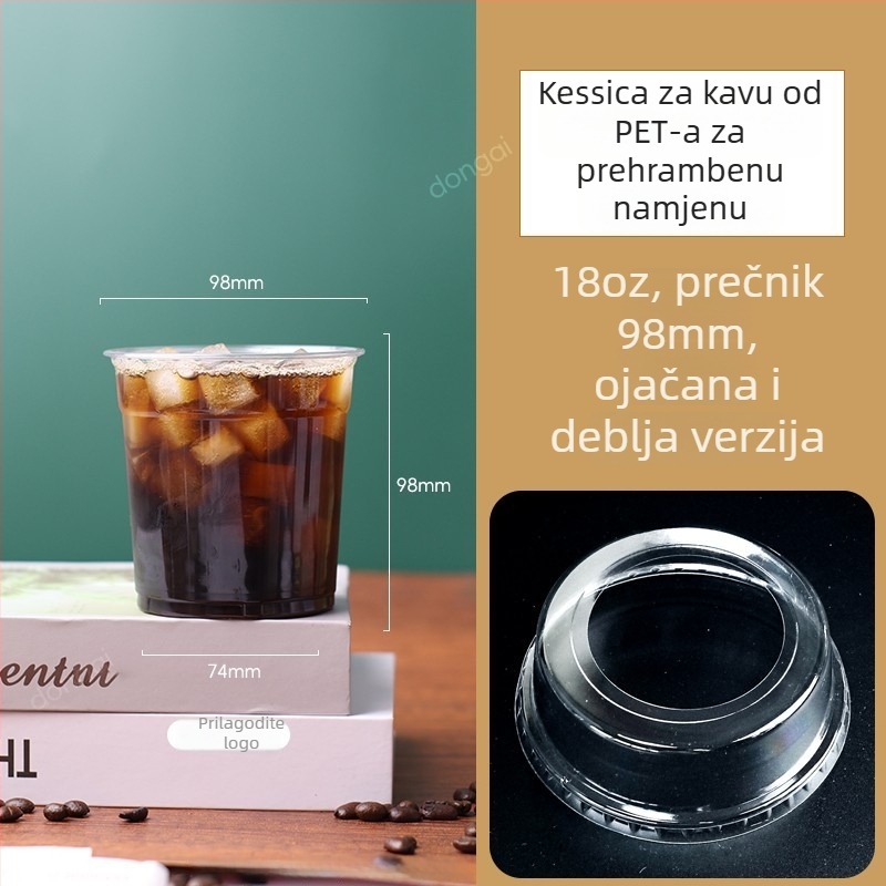 Plastični ovalni poklop s velikom otvorom od 98mm za čaše 501-600 ml – za milk tea, sladoled i hladna pića
