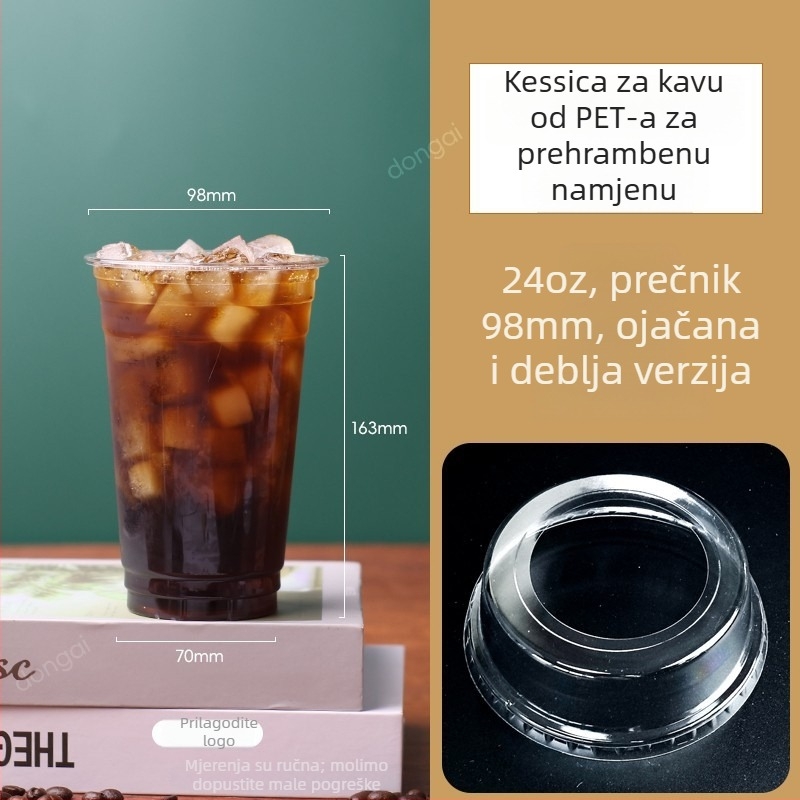 Plastični ovalni poklop s velikom otvorom od 98mm za čaše 501-600 ml – za milk tea, sladoled i hladna pića