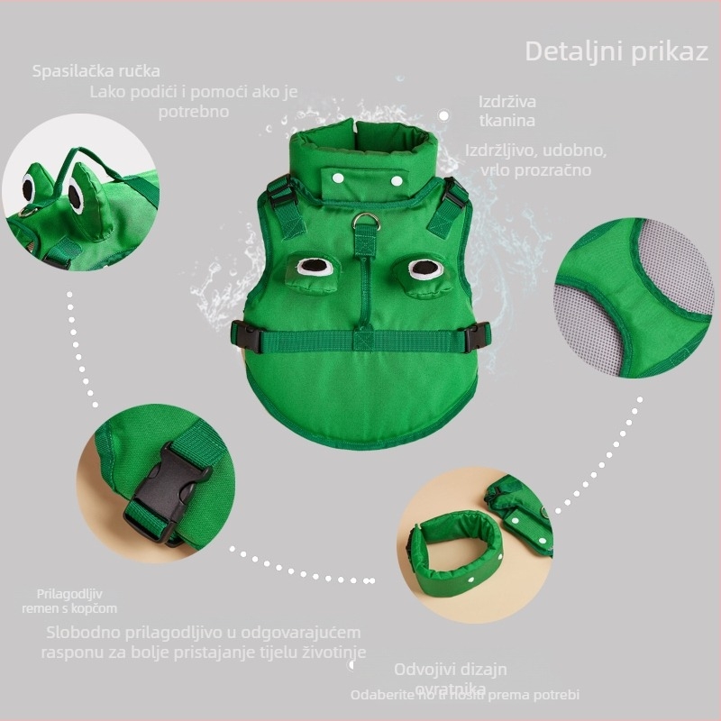 BONAPET Spasiva jakna za pse s dizajnom prsa-hrbat, Oxford tkanina, odvojiva ovratnica za dodatnu plovnost