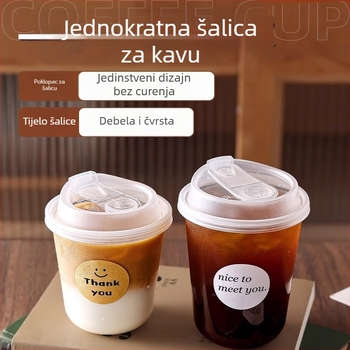 Jednokratna čaša za kavu s poklopcem, plastična, za napitke i mliječni čaj, kapacitet 300 ml, 350 ml, 380 ml ili 470 ml
