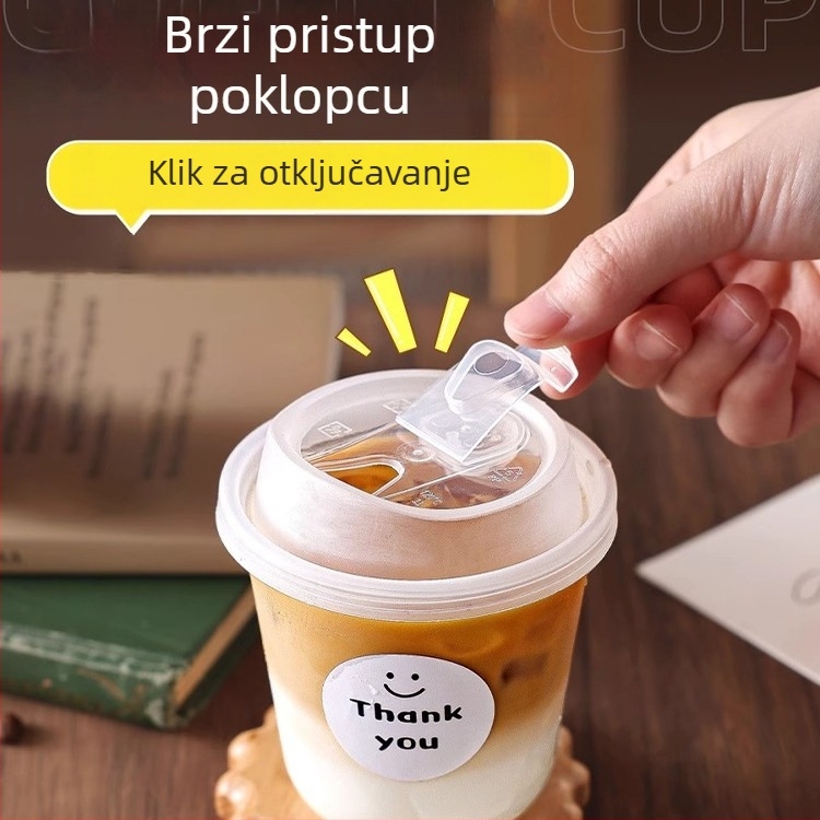 Jednokratna čaša za kavu s poklopcem, plastična, za napitke i mliječni čaj, kapacitet 300 ml, 350 ml, 380 ml ili 470 ml