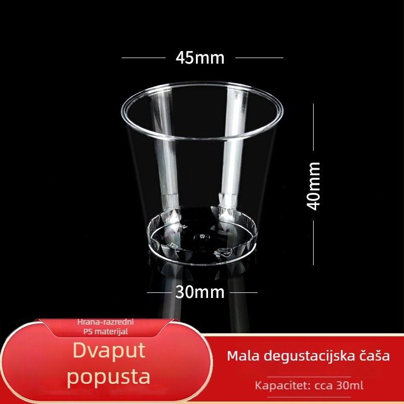Jednokratna čaša za degustaciju, kapacitet 30 ml, čvrsti polistiren, okruglog oblika
