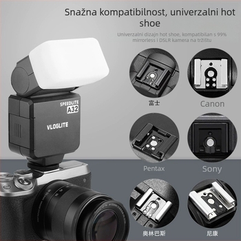Svjetlo za kameru za bezzrcalne fotoaparate s Panasonic hot shoe – univerzalno, tijelo od zlitine, daljinski upravljač, Bluetooth