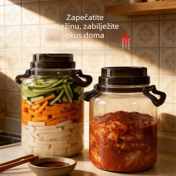 Aomart Zatvorena kuhinjska posuda za kiselo povrće, plastični materijal, kružni oblik, kapacitet 5 L i više, za kimchi, čili umak, đumbir i kiselo povrće