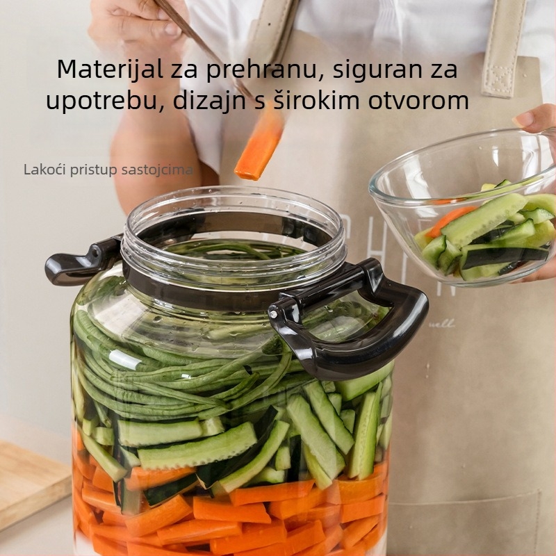 Aomart Zatvorena kuhinjska posuda za kiselo povrće, plastični materijal, kružni oblik, kapacitet 5 L i više, za kimchi, čili umak, đumbir i kiselo povrće