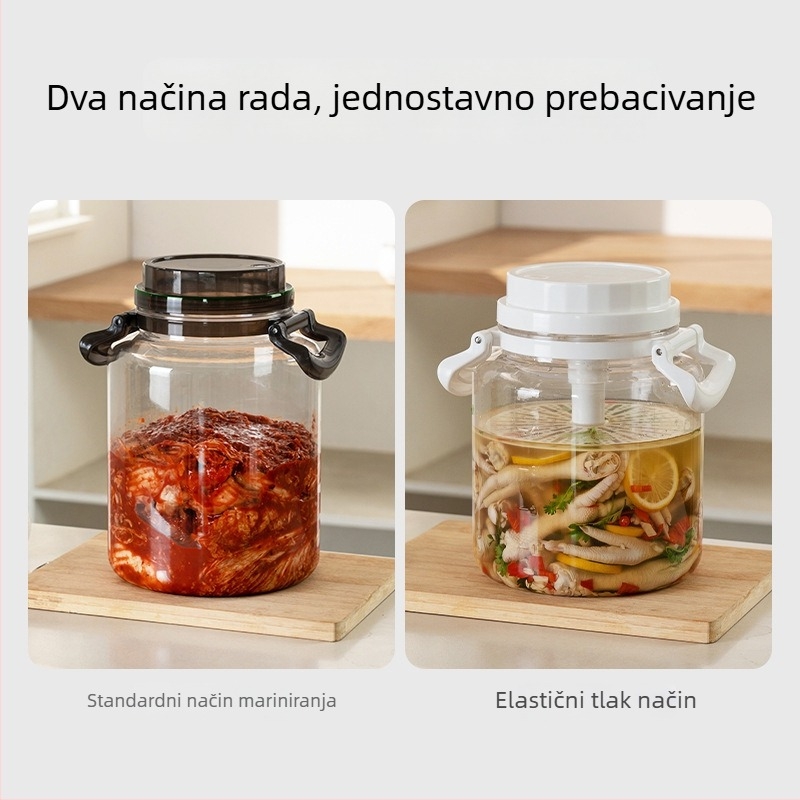 Aomart Zatvorena kuhinjska posuda za kiselo povrće, plastični materijal, kružni oblik, kapacitet 5 L i više, za kimchi, čili umak, đumbir i kiselo povrće