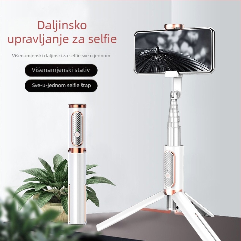 Phantom 202 Bluetooth selfie štapić za telefon s skrivenim integriranim tripodom za video uživo; materijal: aluminijska legura; daljinski upravljač; Bluetooth