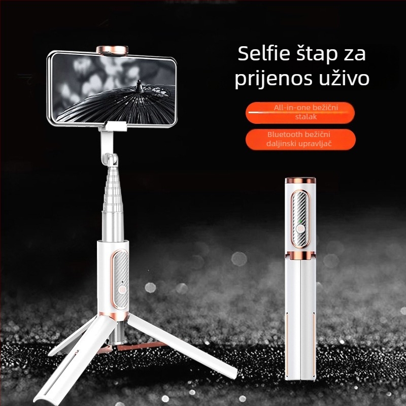Phantom 202 Bluetooth selfie štapić za telefon s skrivenim integriranim tripodom za video uživo; materijal: aluminijska legura; daljinski upravljač; Bluetooth