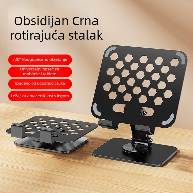 Tablet držač od metala, podesiva visina, sklopiv, 360° rotacija, univerzalna kompatibilnost s iPad