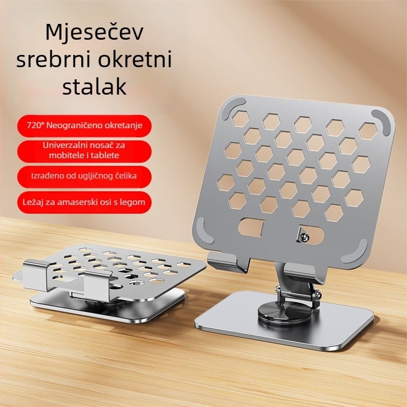 Tablet držač od metala, podesiva visina, sklopiv, 360° rotacija, univerzalna kompatibilnost s iPad